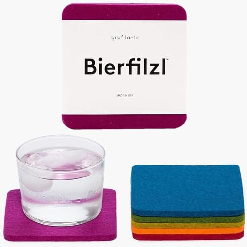 Graf Lantz - Bierfilzl Merino Wool Square Coasters Set of 6 - Rainbow (4"x4"x5mm) - Absorbs 30% of Weight, Natural German Wool - Heat Resistant, Sustainable, Reusable - Home Decor & Coffee Table Decor - Image 1