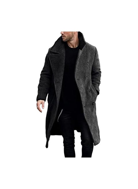 Squality Winter Long Coat Men Dark Grey