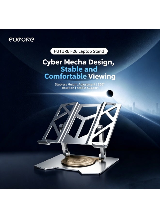 فيوتشر حامل لابتوب من الفولاذ الكربوني Future Series FZ6، حامل نوت بوك مريح قابل للدوران 360°، حامل لابتوب للألعاب بتهوية مجوفة - Image 2