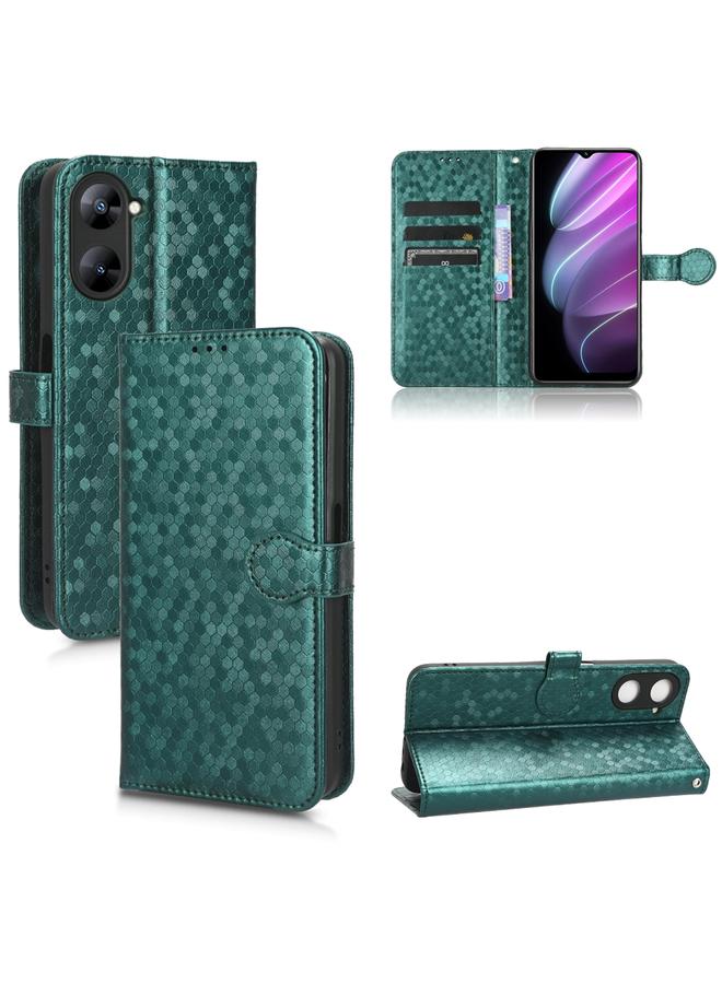 اس-توب جراب هاتف Realme V30 / V30T 5G من الجلد بتصميم نقاط قرص العسل - Image 1