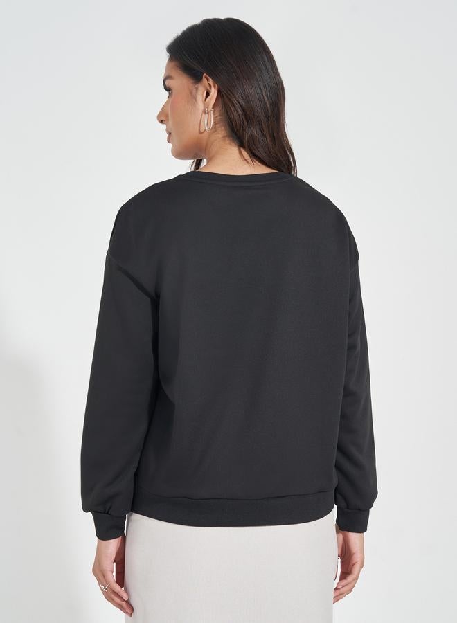 ستايلي سويت شيرت فضفاض بياقة دائرية - Image 4