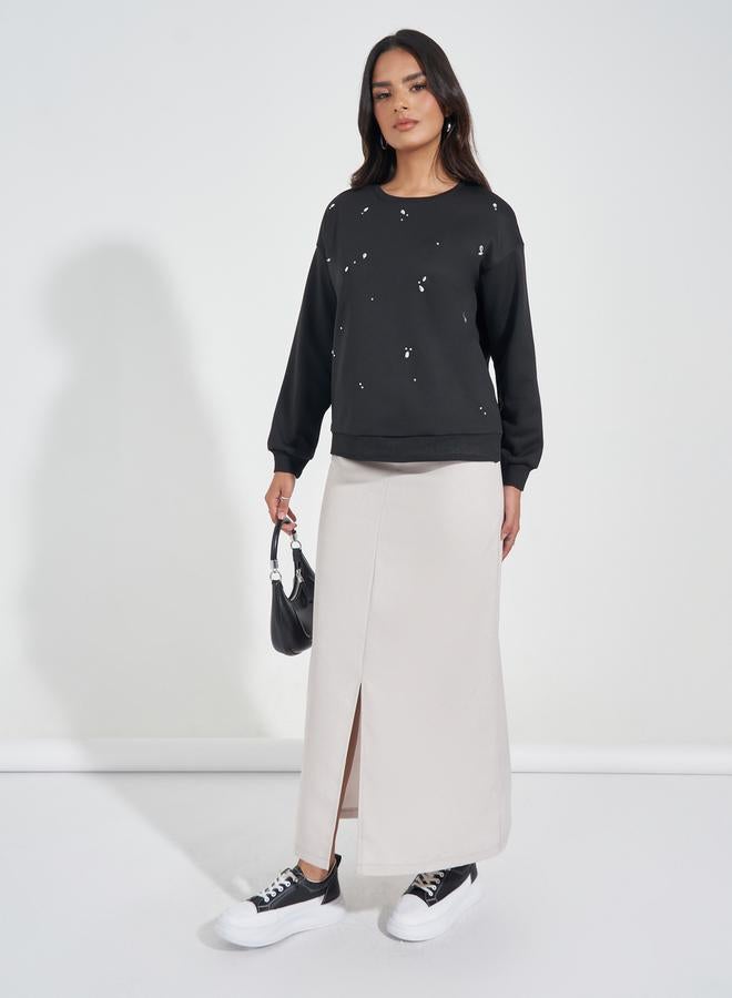 ستايلي سويت شيرت فضفاض بياقة دائرية - Image 2