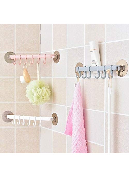 svk dream SVK Dream Multifunction Useful Towel Rail Rack Holder Wall Mounted Bathroom Plastic Self-Adhesive Hanging Hanger Shelf (2)  - Image 4