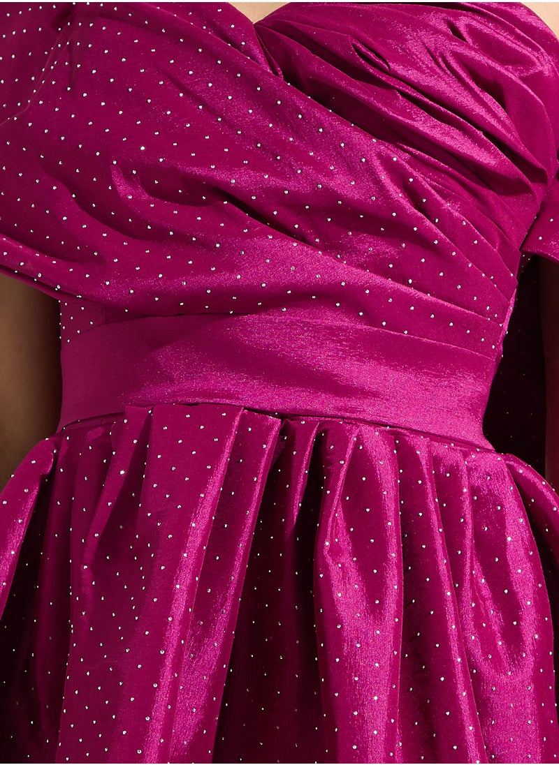 Namshi x One Shoulder Diamante Detail Evening Gown  - Image 4