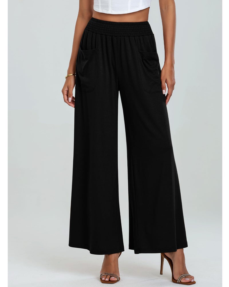 GRAPENT Womens Trousers & Pants for Summer - Comfortable Work & Casual Slacks & Palazzo Pants - Black, Size 12 & 14 - Image 2