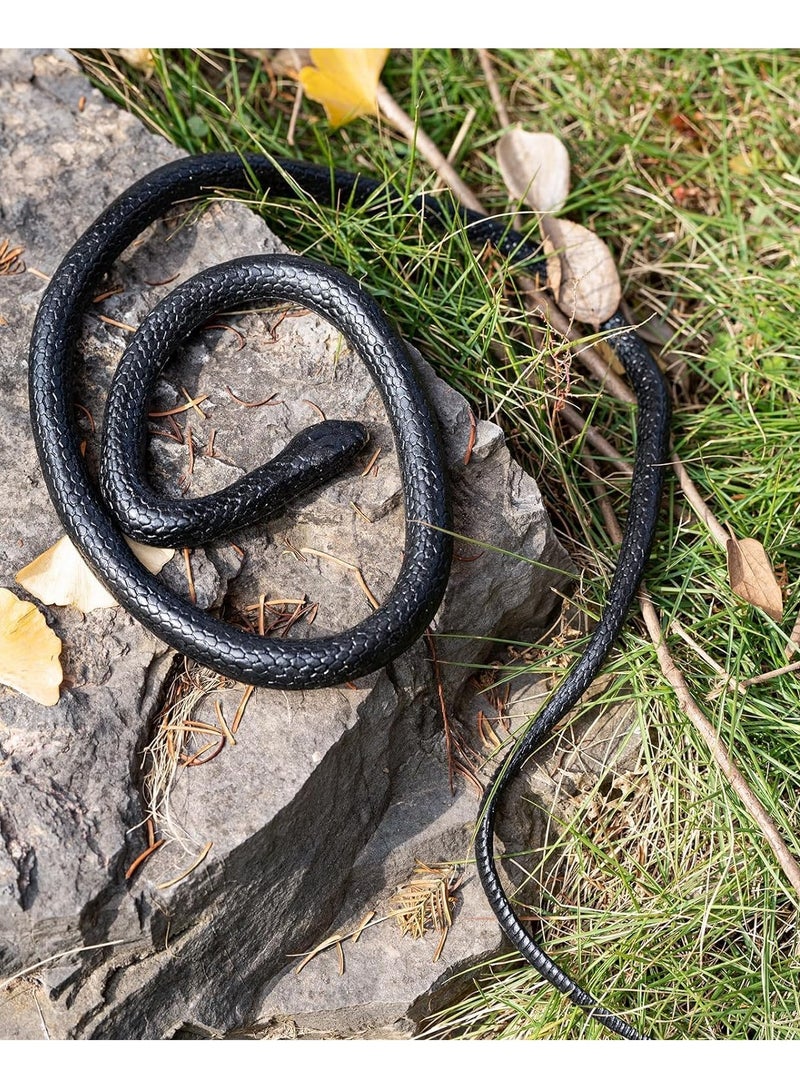 Excefore Realistic Rubber Snake, Scary Fake Snake to Keep Birds Away Garden, Large Black Snake Pranks Toy for Garden Props, Halloween Decoration, Kids Toy  - Image 4