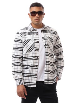 White Long Sleeve Wool Patterned Shirt