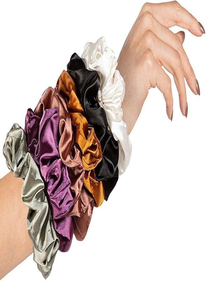Blubby Satin Silk Hair Scrunchies - Elastic Hair Bands & Ties & Hair Accessories | Hair Scrunchie Ropes, Solid Ponytail Holders for Women or Girls | Soft, Shiny & Comfortable, Pack of 6, Multicolor - Image 1
