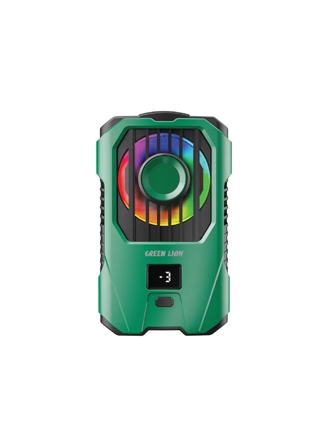GREEN LION Antarctica Clip-On Phone Cooler – 2500mAh Battery, 3 Cooling Levels, 15°C Temperature Reduction, 6000RPM Silent Fan, RGB Lighting, USB-C Rechargeable Gaming Phone Cooling Fan, Clip-On Design for 2.6"–3.5" Devices - Green - Image 1