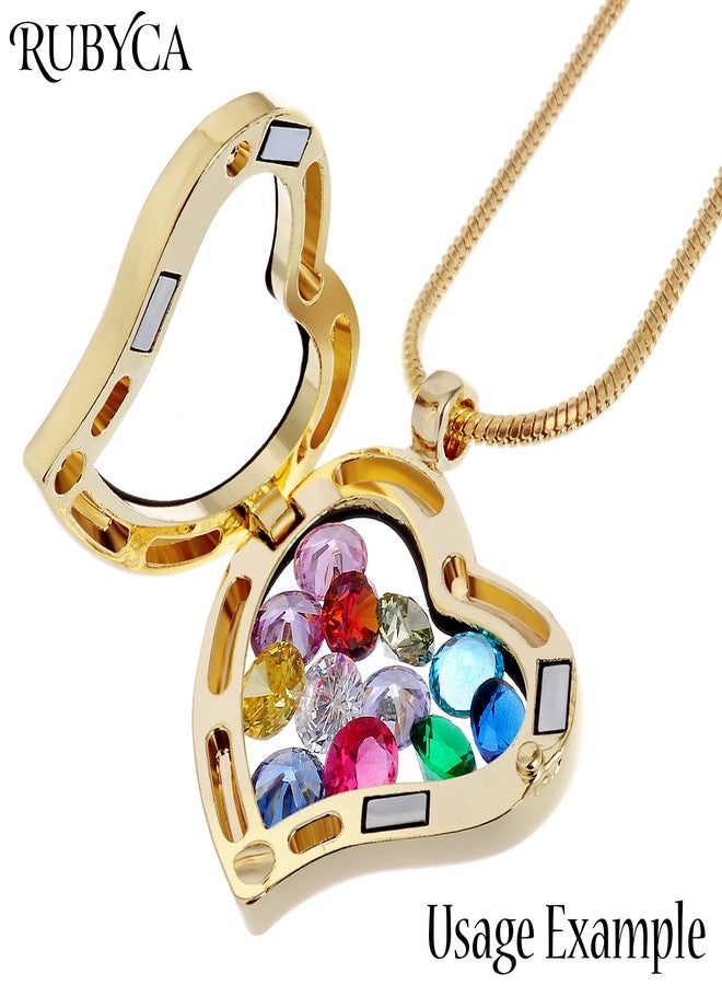 روبيكا قلادة روبيكا بتصميم قلب زجاجي عائم، طولها 20 بوصة، قطعة واحدة، لون ذهبي - Image 5