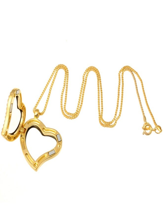 روبيكا قلادة روبيكا بتصميم قلب زجاجي عائم، طولها 20 بوصة، قطعة واحدة، لون ذهبي - Image 4