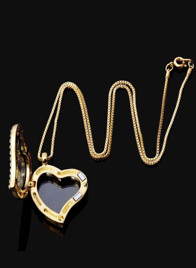 روبيكا قلادة روبيكا بتصميم قلب زجاجي عائم، طولها 20 بوصة، قطعة واحدة، لون ذهبي - Image 3