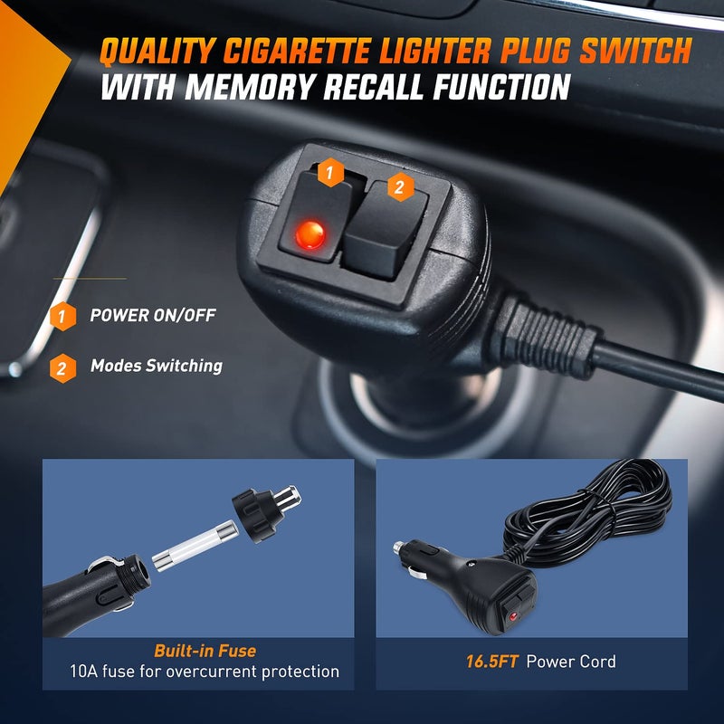 Nilight شريط ضوء الطوارئ نيللايت لتوجيه حركة المرور 2 في 1 17 بوصة 32 LED 23 نمط وميض أضواء تحذير أمان اتجاهية مع ولاعة سجائر على الشاحنات وسيارات الشرطة ومركبات البناء - Image 4