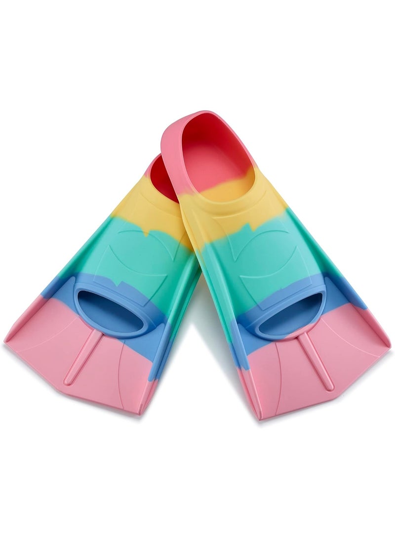 Kids Swim Fins,Short Youth Fins Swimming Flippers,Swim Training Fins for Lap Swimming,for Children Girls Boys Beginners - Image 1