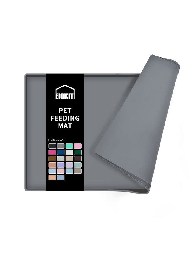 EIOKIT Dog Food Mat,Silicone Waterproof Dog Cat Food Tray,Non Slip Pet Bowl Mats Placemat,Size:(18.5" X 11.5") 0.6" Raised Edge,Suitable For Most Small And MediumSized Pets! - Image 1