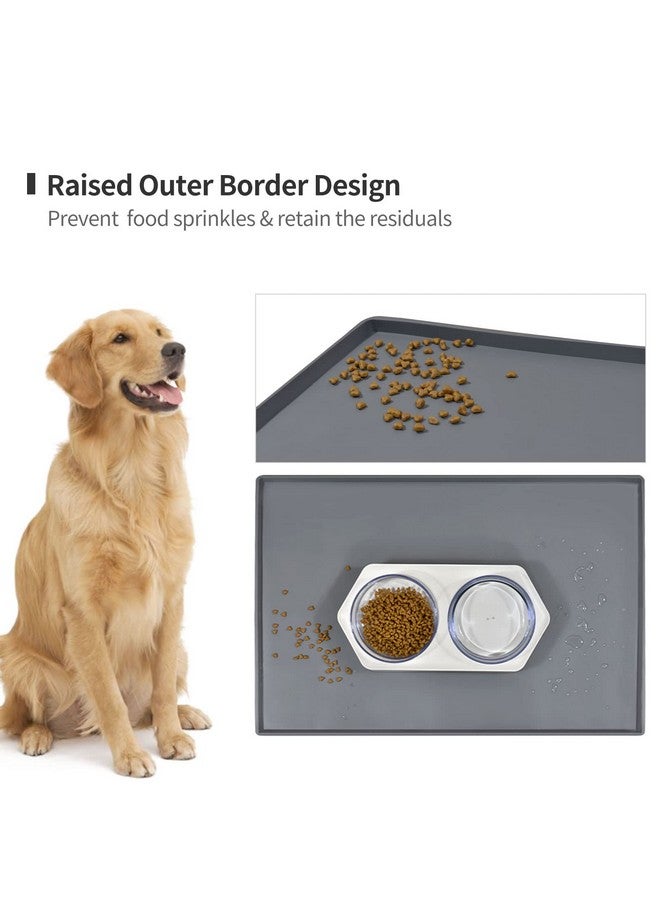 EIOKIT Dog Food Mat,Silicone Waterproof Dog Cat Food Tray,Non Slip Pet Bowl Mats Placemat,Size:(18.5" X 11.5") 0.6" Raised Edge,Suitable For Most Small And MediumSized Pets! - Image 3