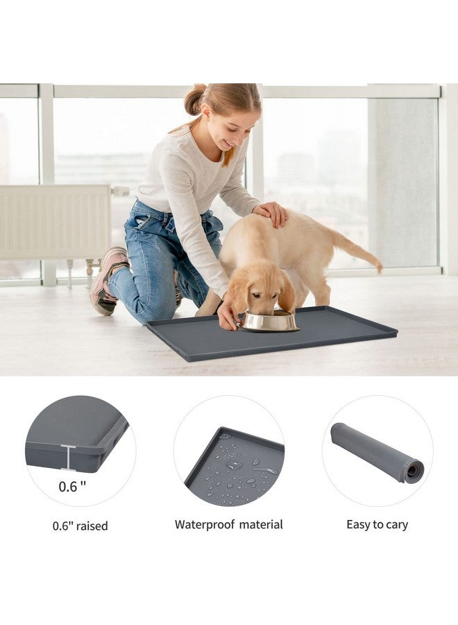 EIOKIT Dog Food Mat,Silicone Waterproof Dog Cat Food Tray,Non Slip Pet Bowl Mats Placemat,Size:(18.5" X 11.5") 0.6" Raised Edge,Suitable For Most Small And MediumSized Pets! - Image 2