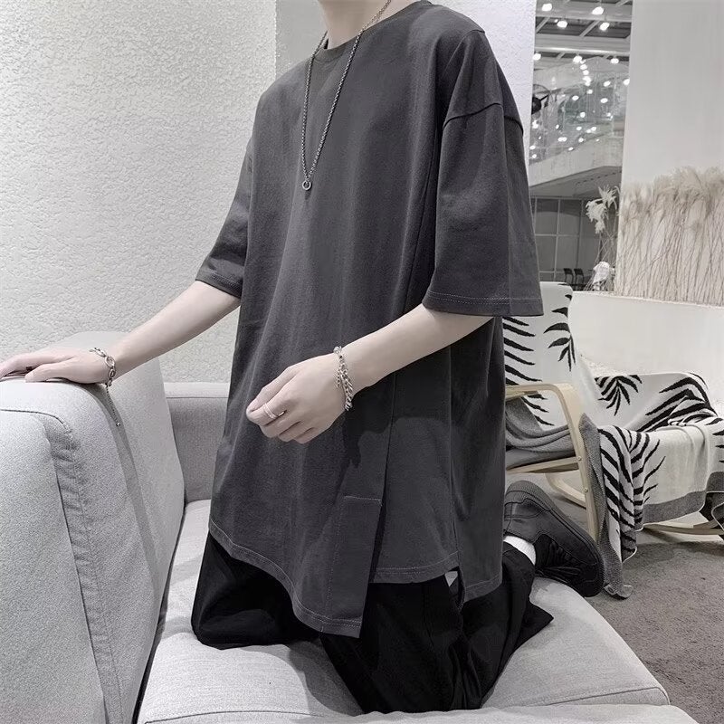 Split Short-sleeved T-shirt Men's Summer 2024 New Ins Top Fashion Brand Loose Half-sleeved T-shirt Trend - Image 4