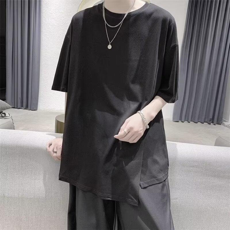 Split Short-sleeved T-shirt Men's Summer 2024 New Ins Top Fashion Brand Loose Half-sleeved T-shirt Trend - Image 3