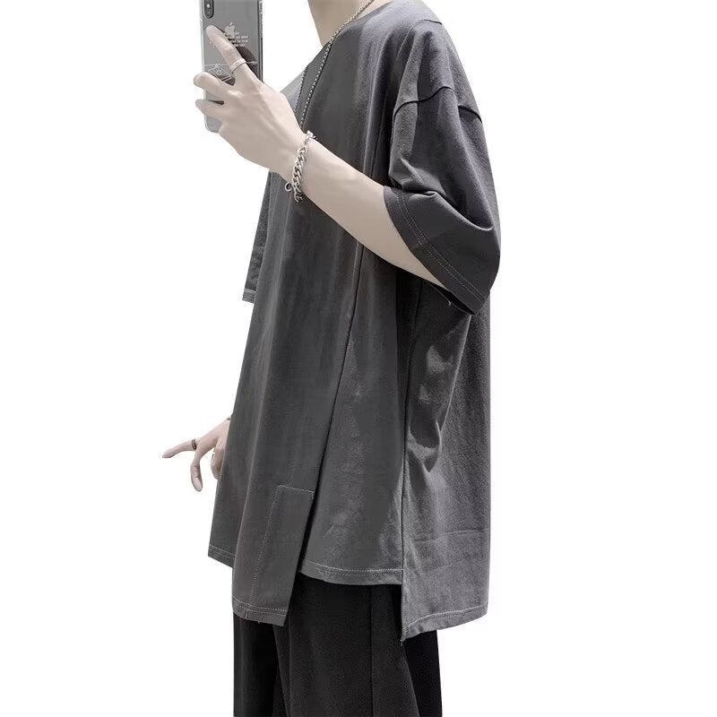 Split Short-sleeved T-shirt Men's Summer 2024 New Ins Top Fashion Brand Loose Half-sleeved T-shirt Trend - Image 5
