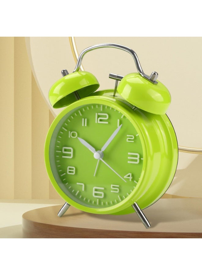 Loud Alarm Clock for Heavy Sleepers Adults, 4 Inches Metal Twin Bell Alarm Clock for Bedroom, Silent Non-Ticking Quartz with Backlight, Retro Analog Alarm Clocks for Kids Bedroom Beside (Green) - Image 1