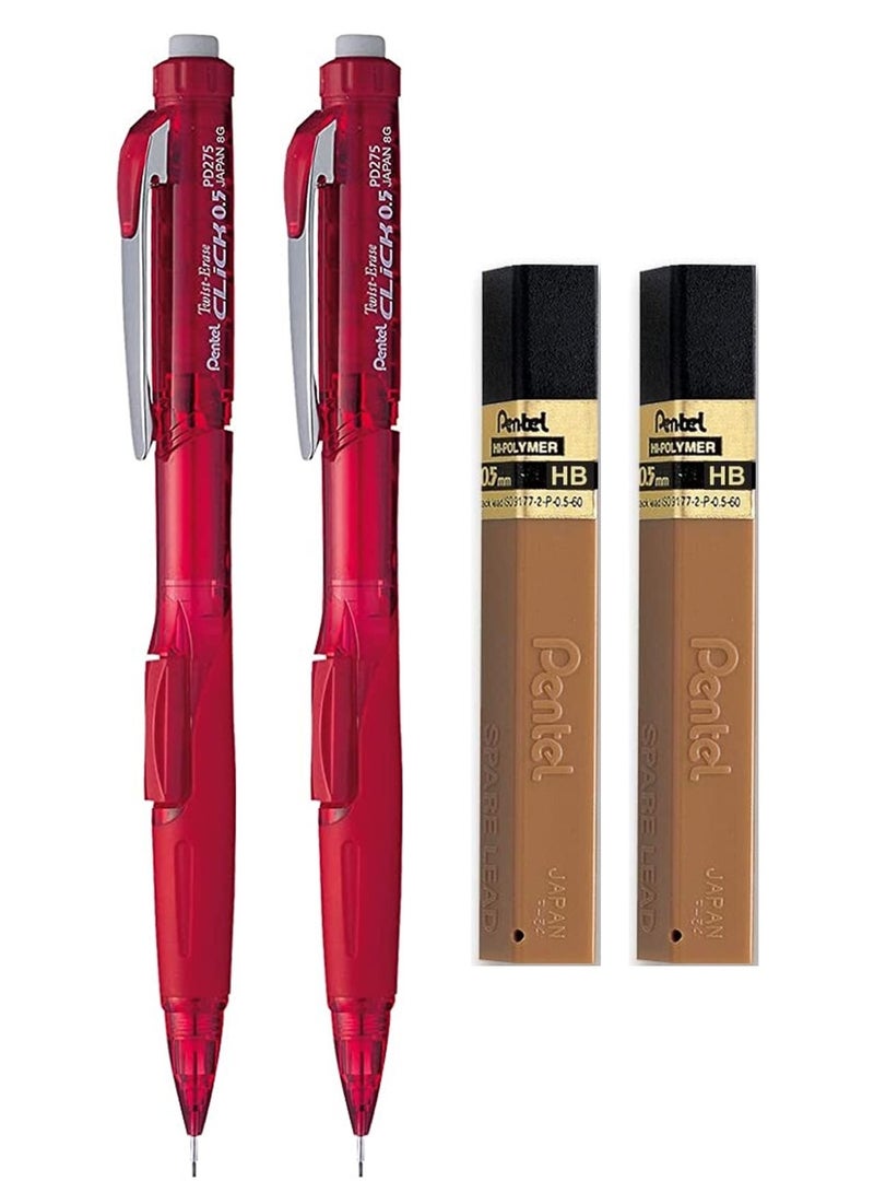 Pentel 2-Piece Mechanical Pencil 0.5mm Tip With Two Pack of Leads - Image 1