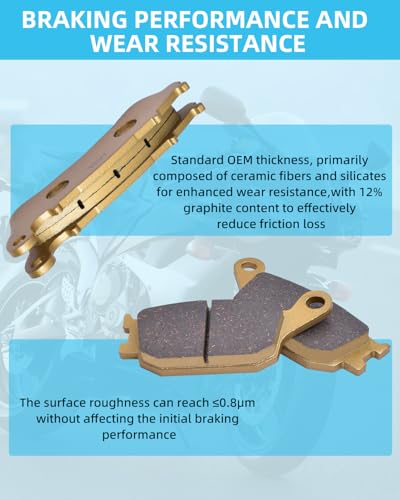 XYRVICT Brake Pads for Honda CBF600 CBF 600 ABS 2008 2009 2010 2011 2012, for Hornet CB 600 2007 2008 2009 2010 2011 2012 2013, CB 1100 CB 1300 CBF 1000, 06435-MEJ-026, Ceramics Front and Rear Set - Image 3