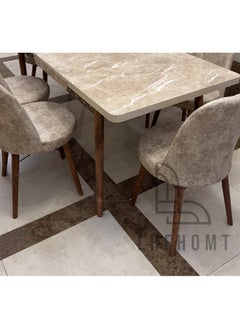 LHFHOMT LHFHOMT 7 Seater Dining Room Sets 1 Table With 6 Chairs (160 x 80 x 70 cm) dining Table Sets  - Image 3
