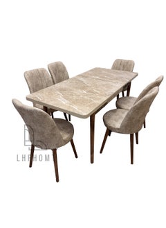 LHFHOMT LHFHOMT 7 Seater Dining Room Sets 1 Table With 6 Chairs (160 x 80 x 70 cm) dining Table Sets  - Image 5