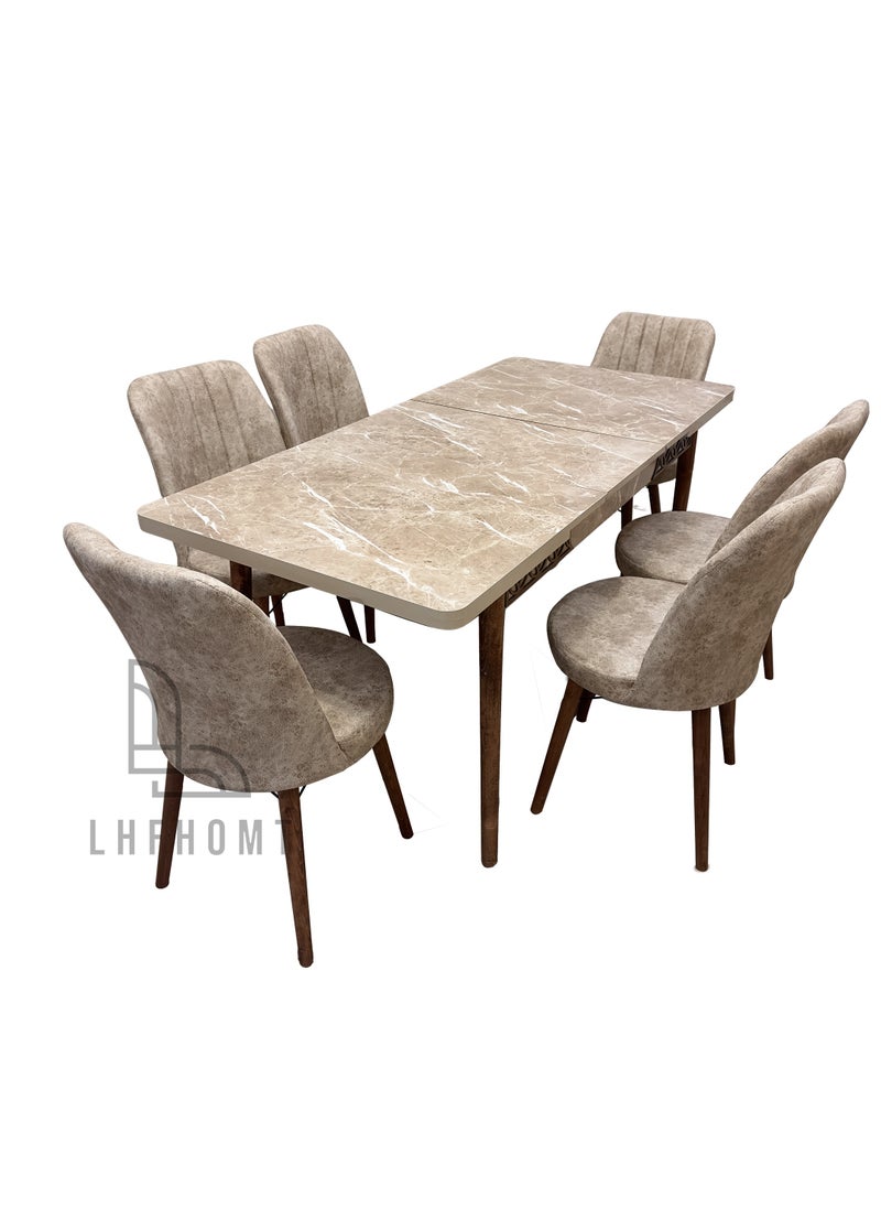 LHFHOMT LHFHOMT 7 Seater Dining Room Sets 1 Table With 6 Chairs (160 x 80 x 70 cm) dining Table Sets  - Image 5