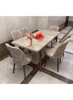 LHFHOMT LHFHOMT 7 Seater Dining Room Sets 1 Table With 6 Chairs (160 x 80 x 70 cm) dining Table Sets  - Image 1