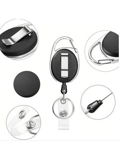 SYOSI 2 Pack Retractable ID Badge Holder with Clip, ID Name Badge Reels with Bling Rhinestones Retractable Card Holder for Office Worker Teacher Doctor Nurse(Black&Silver)  - Image 4