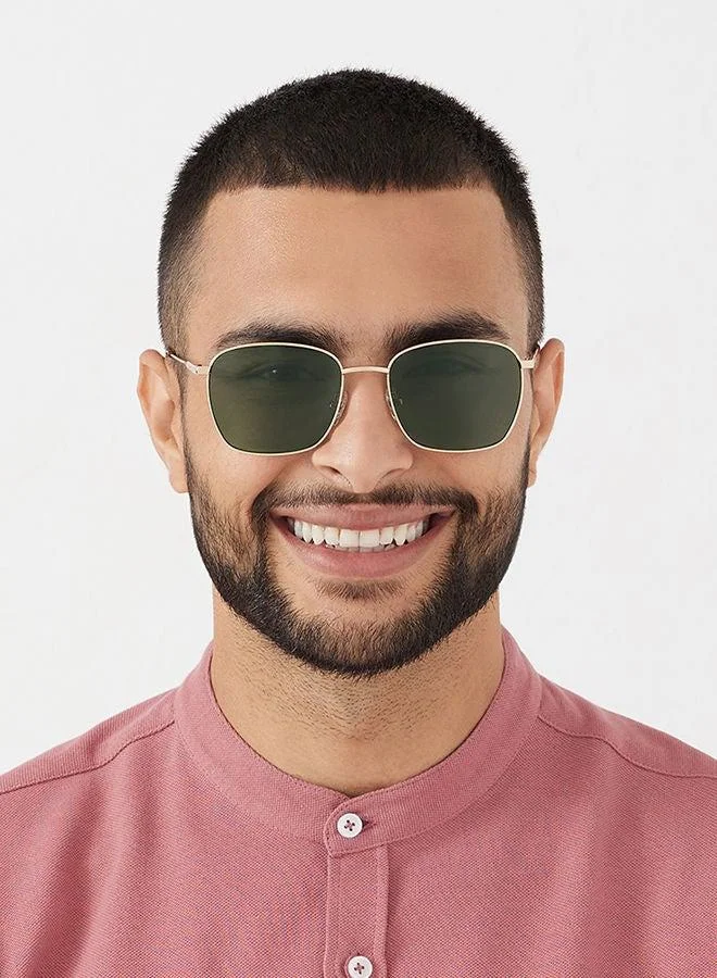 30Sundays 30Sundays RUST,Men Sunglasses, Square Sunglasses, UV Protection: UV400 (Gold,Green)