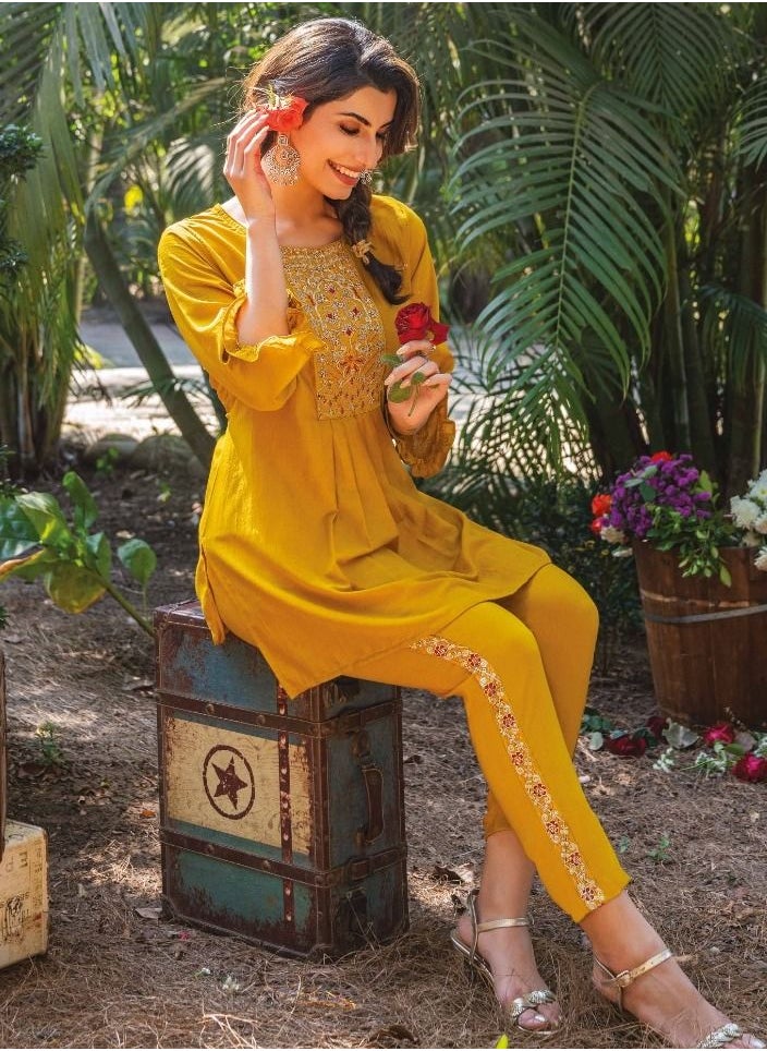 Generic - Cord Set Fancy Kurti With Pant Collection - Image 1