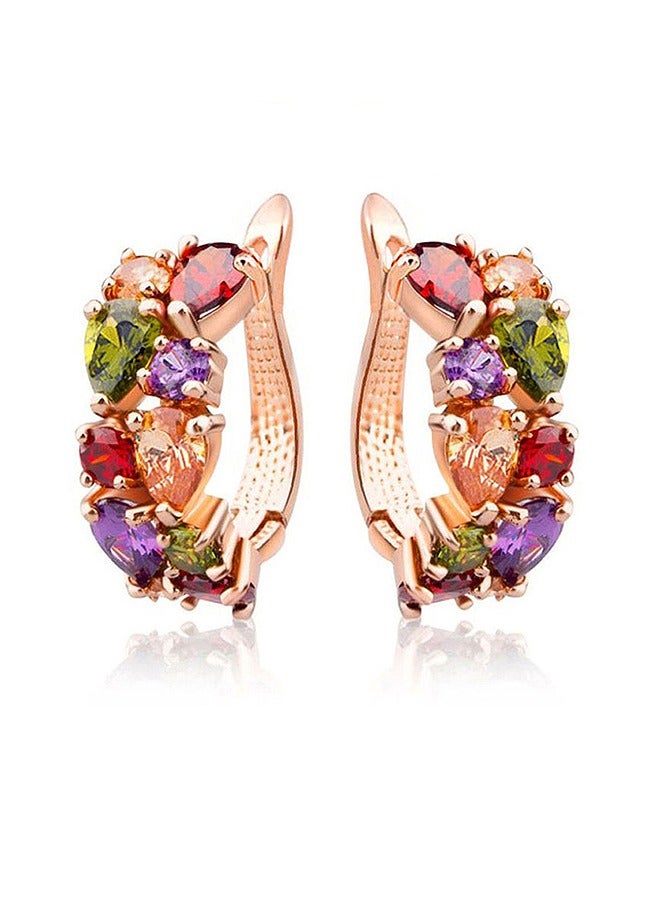 Beyond Three Dimensional Crystal Flowers Earrings, Anti Rust and Anti Fading Hypoallergenic Zircon Earrings, Fashion Jewelry Gift for Women (Colorful) - Image 1