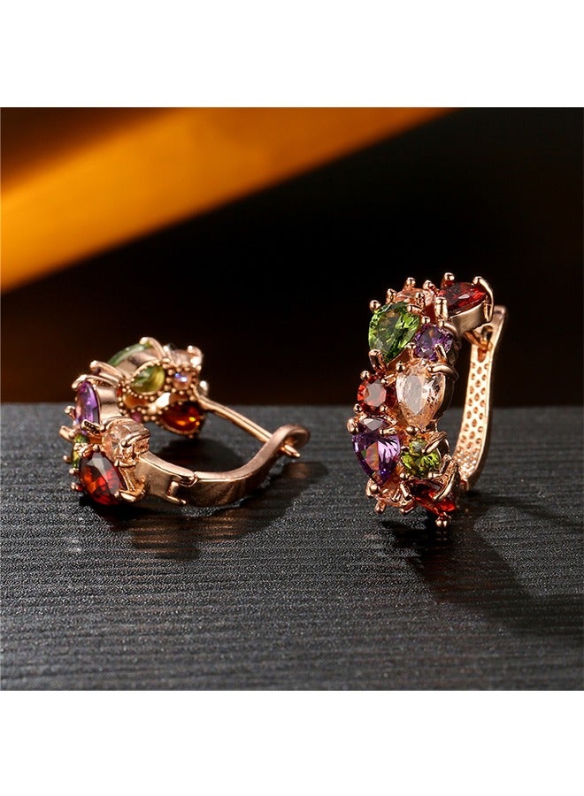 Beyond Three Dimensional Crystal Flowers Earrings, Anti Rust and Anti Fading Hypoallergenic Zircon Earrings, Fashion Jewelry Gift for Women (Colorful) - Image 4