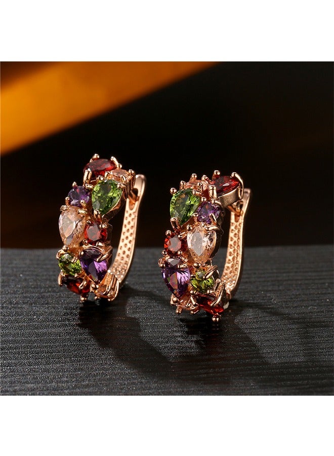 Beyond Three Dimensional Crystal Flowers Earrings, Anti Rust and Anti Fading Hypoallergenic Zircon Earrings, Fashion Jewelry Gift for Women (Colorful) - Image 3