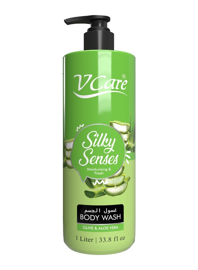 VCare V Care Body Wash 1litre - Moisturizing & Soothing Formula | Olive & Aloe Vera Extract | Large Size | Hydrating Body Wash for Soft, Nourished Skin | Suitable for all skin types  - Image 1