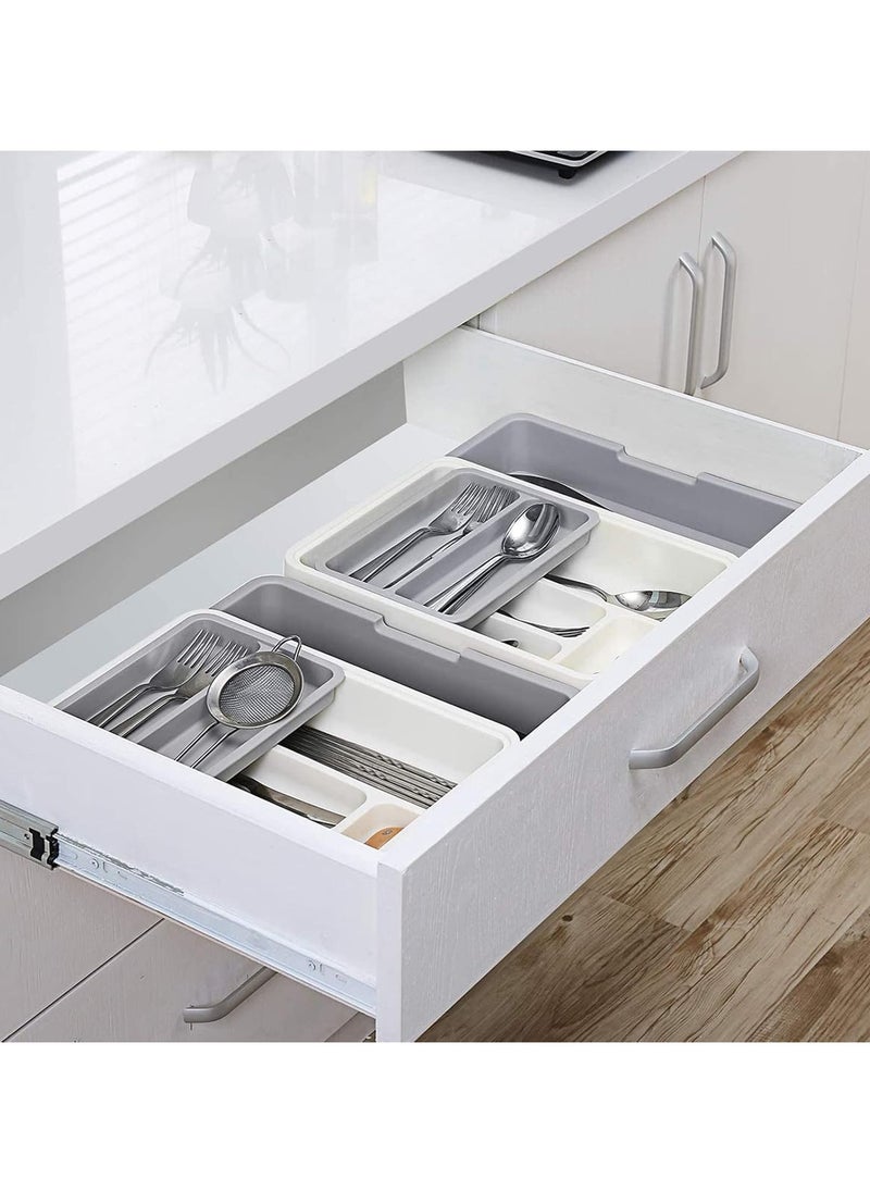 FALMER - Cutlery Tray, 3-in-1 Expandable Anti-Slip Cutlery Drawer Organizer with 7 Storage Spaces for Kitchen Utensils and Silverware - Image 1