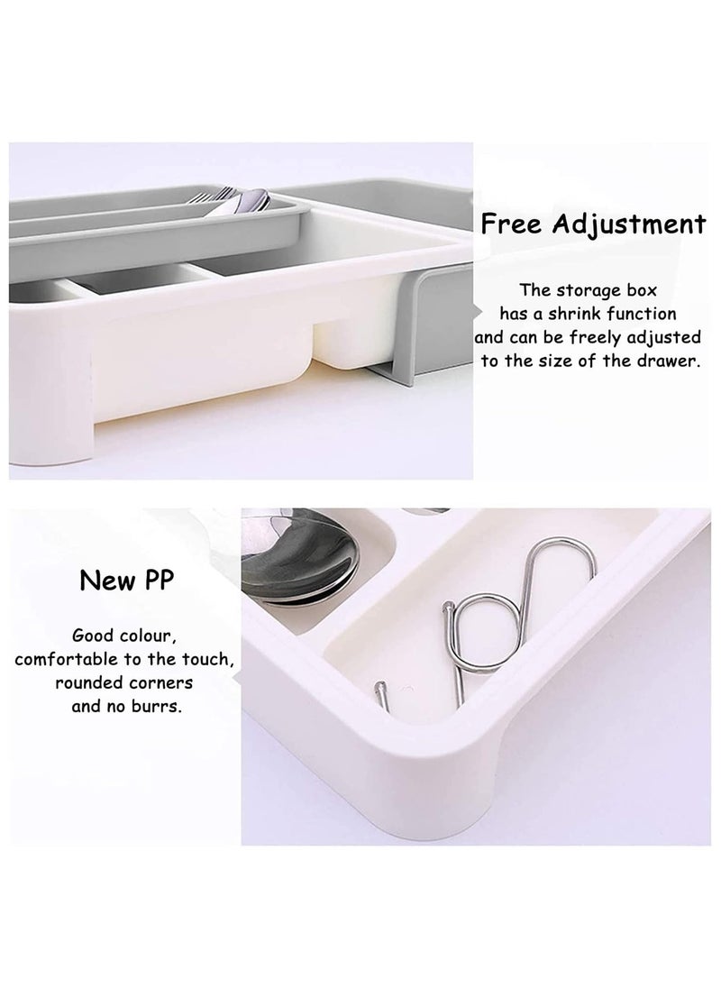 FALMER - Cutlery Tray, 3-in-1 Expandable Anti-Slip Cutlery Drawer Organizer with 7 Storage Spaces for Kitchen Utensils and Silverware - Image 1