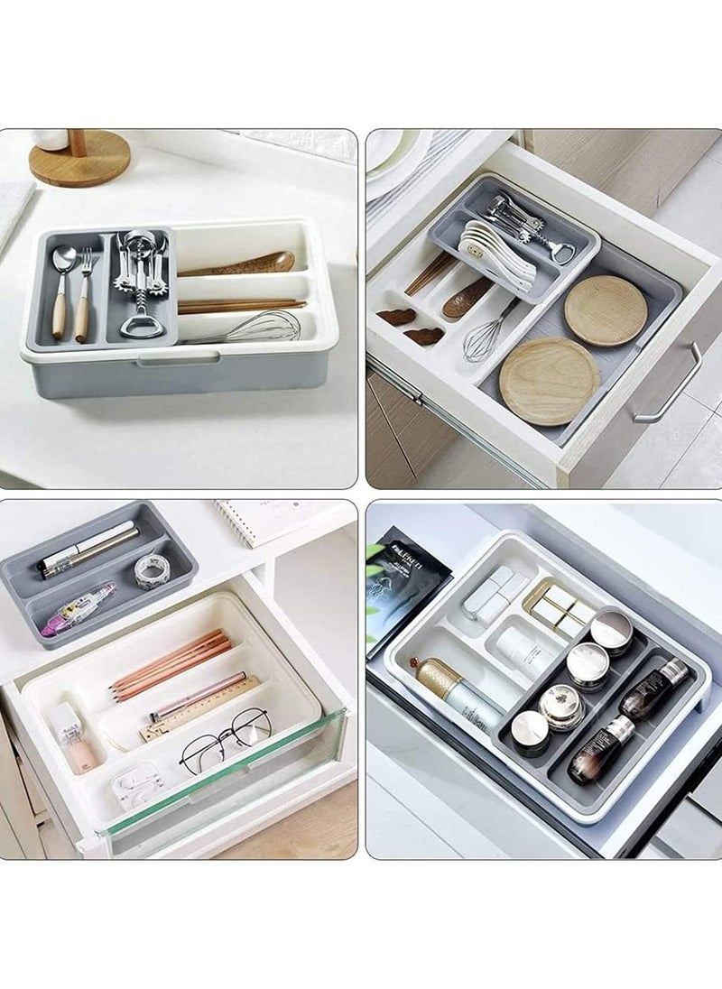 FALMER - Cutlery Tray, 3-in-1 Expandable Anti-Slip Cutlery Drawer Organizer with 7 Storage Spaces for Kitchen Utensils and Silverware - Image 1