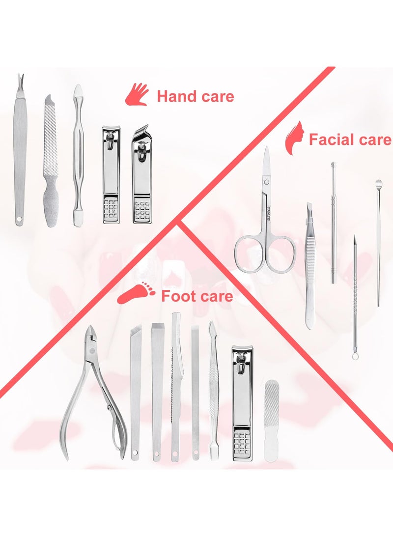 ATRJSZ Yougai Manicure Set 19 in 1 Nail Clippers, Stainless Steel Professional Grooming Kits, Nail Care Tools Pedicure kit with Luxurious Travel Case  - Image 3