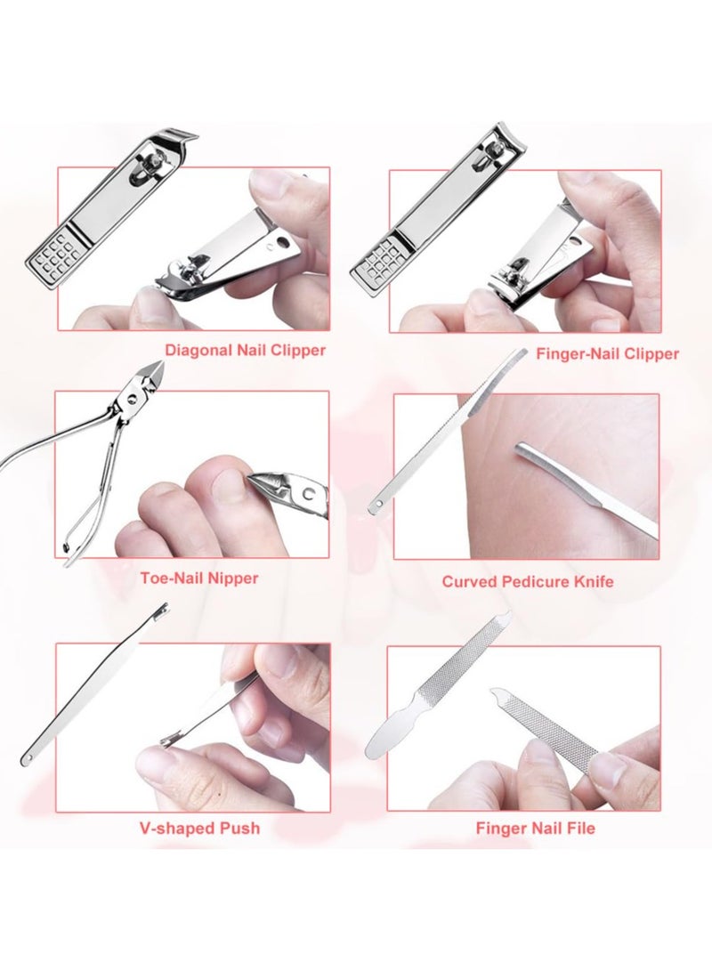 ATRJSZ Yougai Manicure Set 19 in 1 Nail Clippers, Stainless Steel Professional Grooming Kits, Nail Care Tools Pedicure kit with Luxurious Travel Case  - Image 4