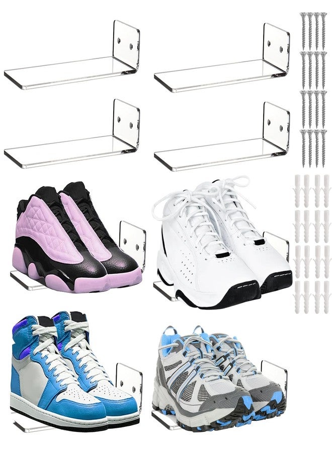 Youeon 8 Pack Floating Shoe Display Shelf, 8 x 3 Inch Acrylic Shoe Shelf for Wall, Floating Sneaker Shelves, Hanging Shoe Shelves for Bedroom, Gaming Room, Sneaker Collection, Easy to Install - Image 1