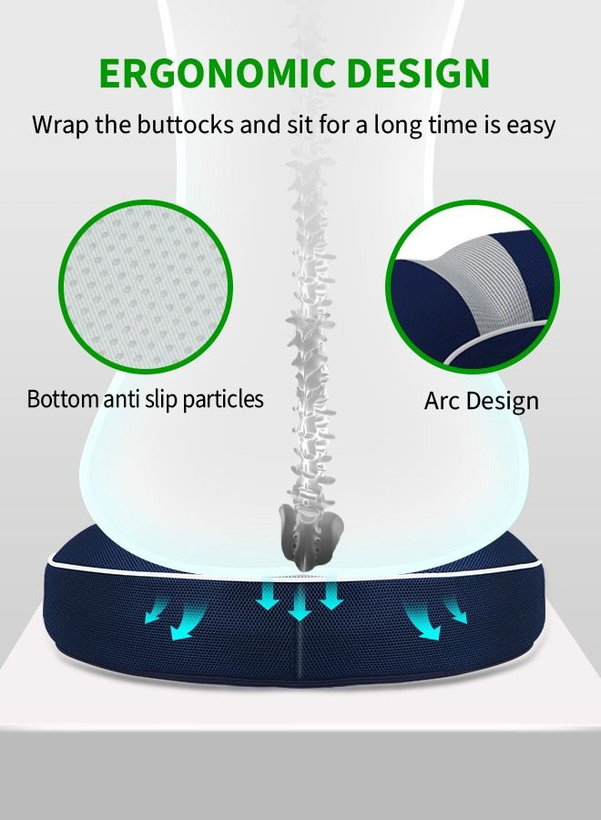 URbazaar Donut Pillow Hemorrhoid Seat Cushion for Office Chair, Premium Memory Foam Chair Cushion Massage Anti Hemorrhoids Hip Push Up Yoga Orthopedic Comfort Tailbone Pillow (blue grey) - Image 5