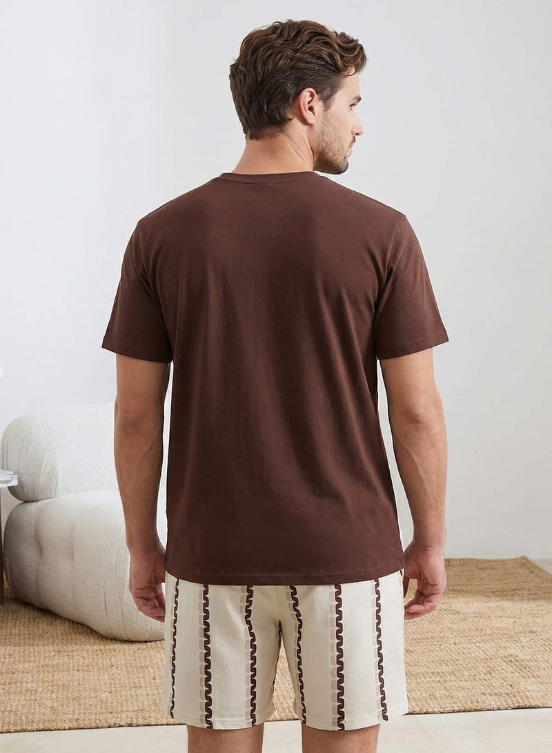 trendyol Brown Regular Fit Teddy Bear Printed Cotton Pajama Set Tmnss26Pt00017 - Image 3