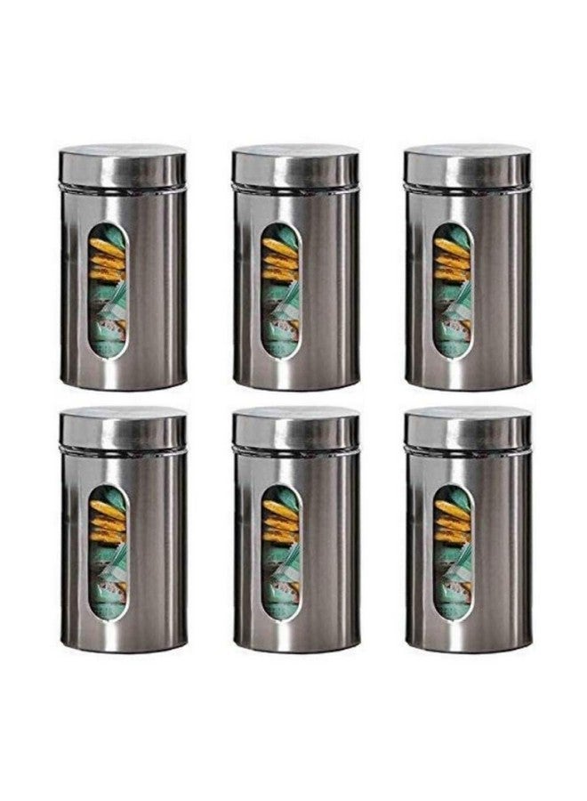 Femora Kitchen Storage Jars Steel Body with See Through Window Jar, 1000 ML, Pack of 6 - Image 1