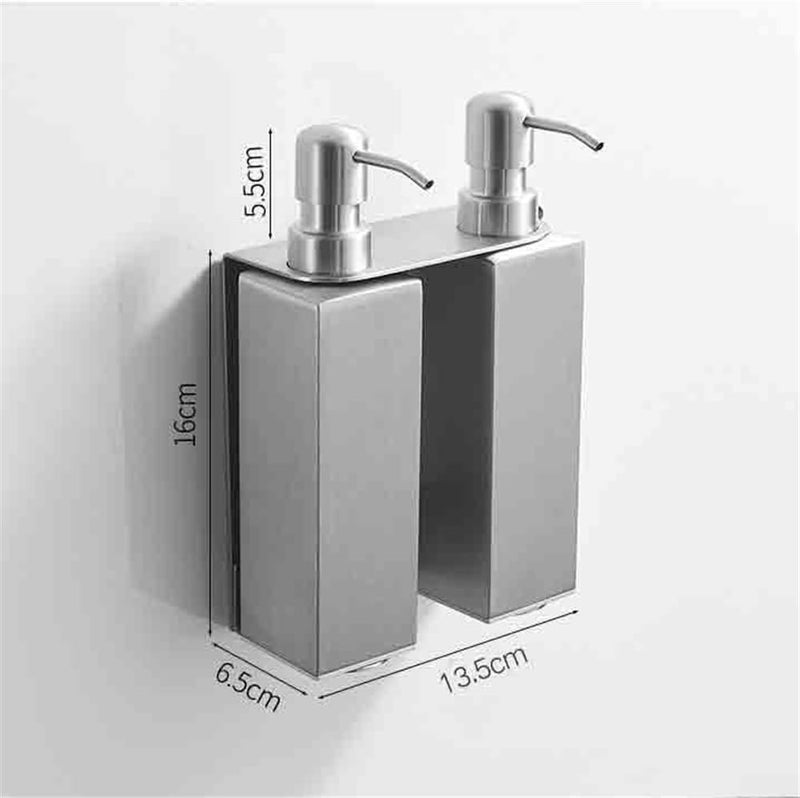 Soap Dispenser Stainless Steel Wall Mounted Soap Dispenser Bathroom Squeeze Bathroom Lotion Dispenser Hole Free Installation(Black) - Image 2