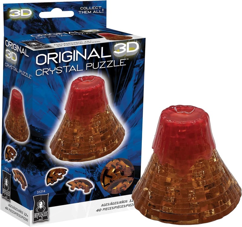 BePuzzled Volcano Original 3D Crystal Puzzle Perfect for Puzzlers Ages 12 and Up Challenging to Complete and Beautiful to Display Collect Them All - Image 1