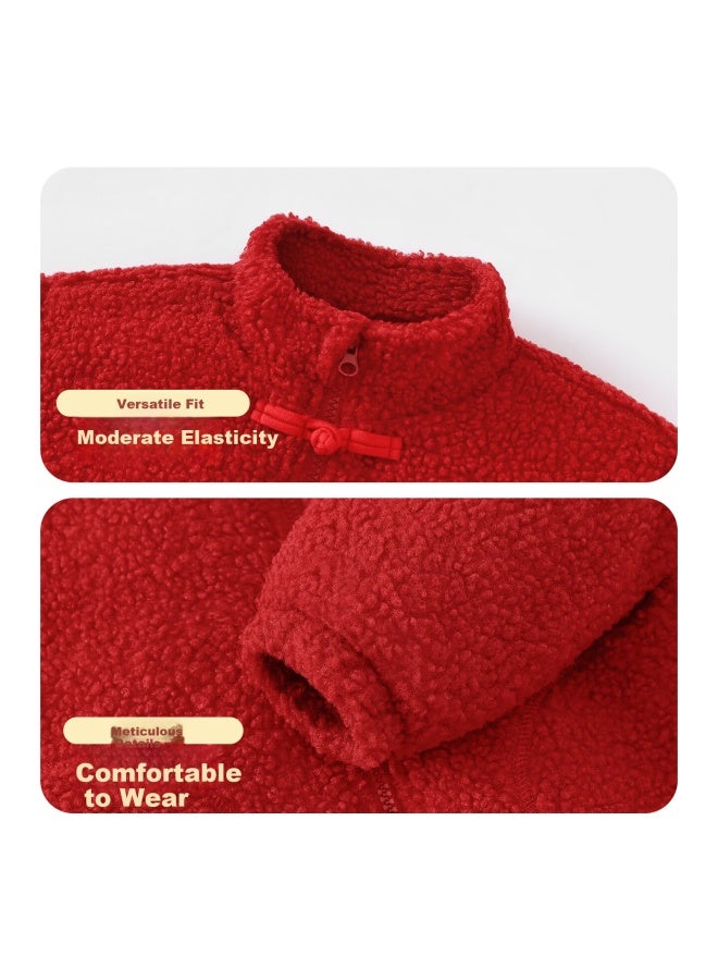 Marcolor Autumn Winter New Thickened Cotton Warm Comfortable Versatile Red Baby Toddler Jacket Size 80